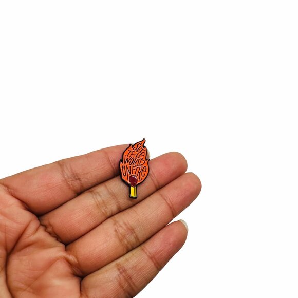 ⭐Cartoon Set the world on fire Enamel Pin Matches Flame Blaze Brooch Bag Clothes - Picture 2 of 6